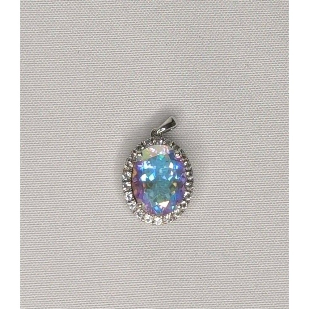 Sterling Silver Mystic Quartz & Zircon Pendant